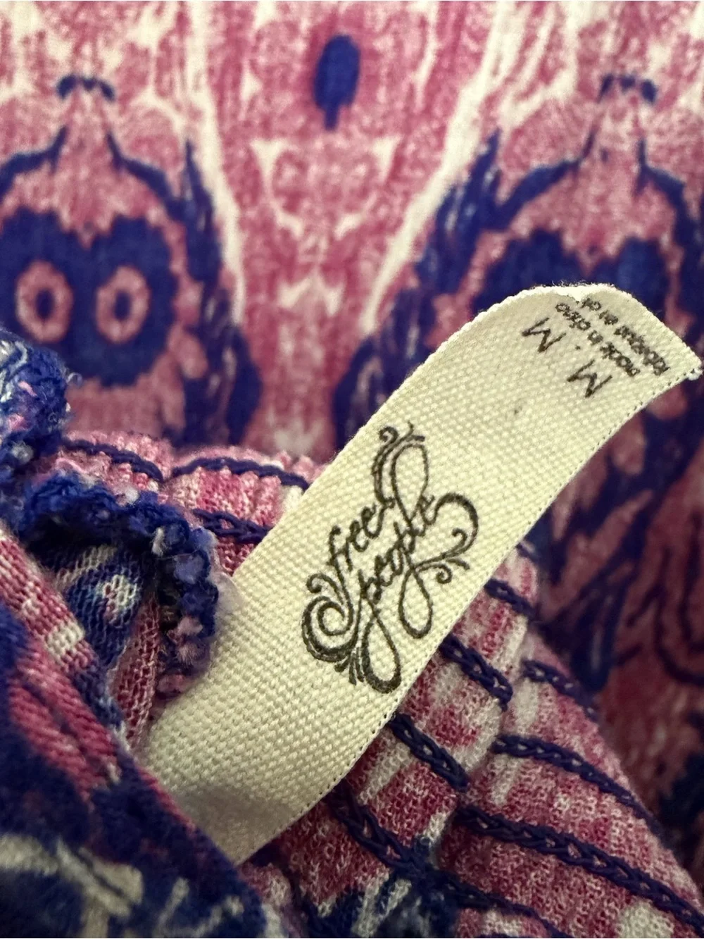 Free People Pink and Blue Mixed-Print Boho Maxi Dress